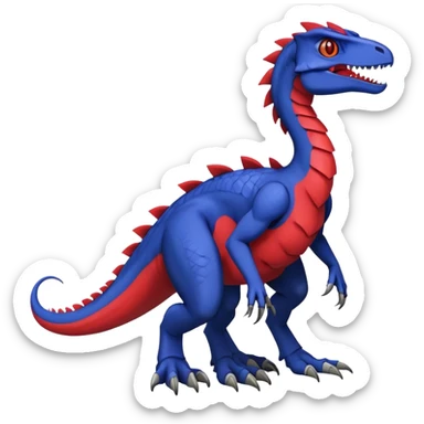  Cool Edgy deep blue Digimon-Fakemon-Velociraptor-Dragon with red belly full body sticker