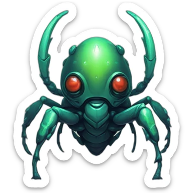 alien beetle monster scifi roguelike rpg style inspired by slay the spire digital art sticker