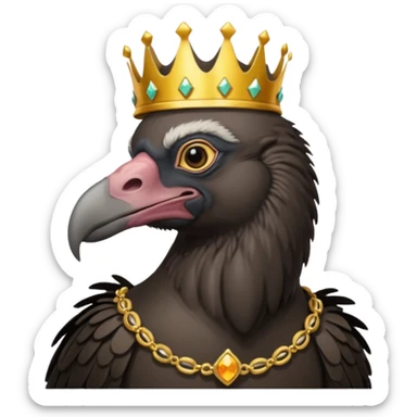 old black vulture wearing crown  sticker