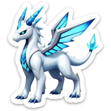 Futuristic Kyurem-reshiram-Glaceon-dialga-suicune-hybrid, full body sticker