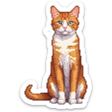 orange tabby cat sitting position, showing full body sticker