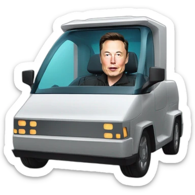 Elon musk riding in a Tesla cyber truck  sticker