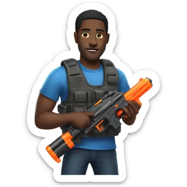 Black man holding a nerf gun  sticker