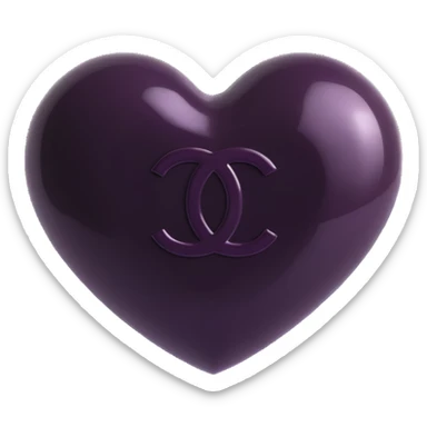 Apply a black Chanel logo on the heart, keep it elegant, glossy, black and white, 3D emoji style, with no background. sticker
