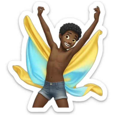 Black boy dancing with flying underwear sticker