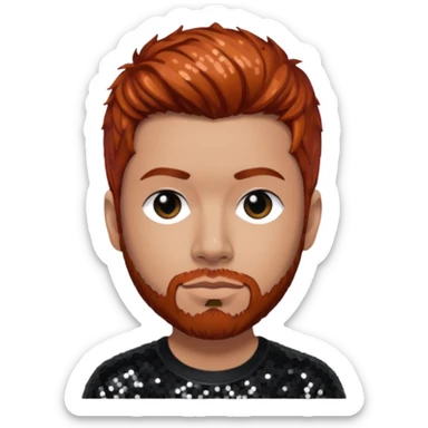 Abe Cunningham from Deftones with auburn hair, light skin, black sequin outfit sticker