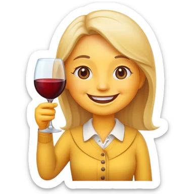 Happy emoji drinking wine sticker