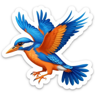 Create a flying kingfisher keep the detail to a minimum but make it recognizable. Keep the number of colors limited to only 5 sticker