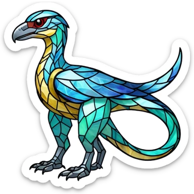 Shiny Futuristic Ethereal Marble-StainedGlass-Fakemon-Pokemon-Digimon-Spectrobes-Raptor-fusion, full body sticker