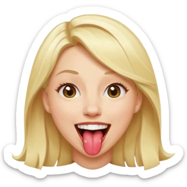Woman head, blonde, slim, mouth wide open, tongue out
 sticker