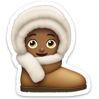 UGG slippers with a boy sticker