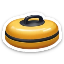 please, An icon featuring the curling rink, with its distinctive circles and a vibrant crowd in the stands. Snowflakes fall outside the arena, and bright lights illuminate the ice. a close-up curling stone sliding across the ice, with a broom nearby. Transparent background. sticker