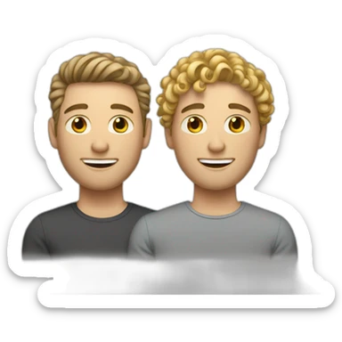 White-men-gay-couple,-1-with-curly-brown-hair-,and-1-with-short-blond-hair. sticker