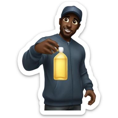 P diddy holding bottle of baby oil sticker