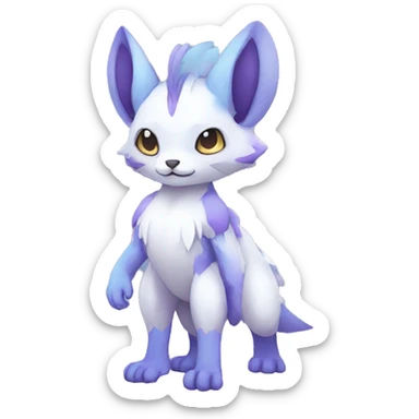 Cute cool white blue purple animal hybrid Fakemon full body sticker