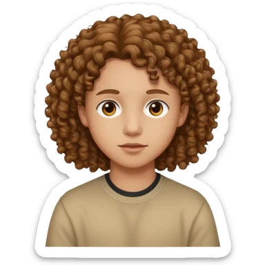 adolescent au visage impassible. Cheveux chatains frisés sticker