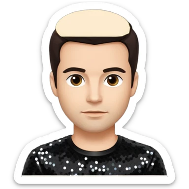 David Silveria from Korn with dark brown hair, light skin, black sequin outfit sticker