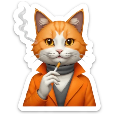 cat smoking cigarette sticker