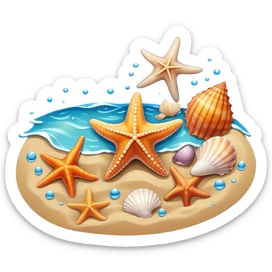 beach shore water sand seashells starfish sticker