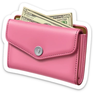 pink wallet with money sticker
