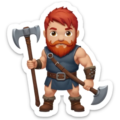 Ein zwerg mit roten Haaren und axt, nur der Oberkörper  sticker
