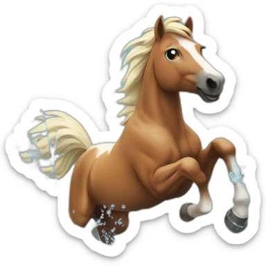 horse running on the water splashes sticker
