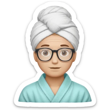 spa nerd: This emoji: 🤓 but with a spa towel on head sticker