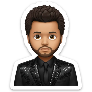 The Weeknd with Dark Brown Hair, Black Sequin Suit  sticker
