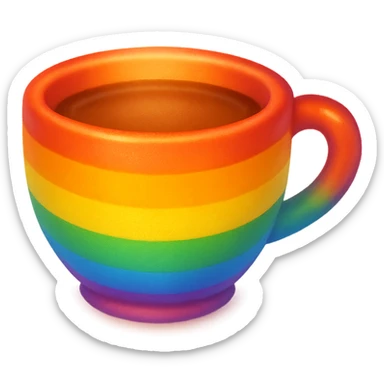gay pride emoji, rainbow teacup, cozy and inviting sticker