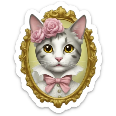 Fancy rococo cat sticker