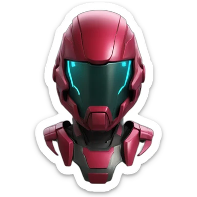 futuristic Autonomous Combat armored colored crimson helm sticker
