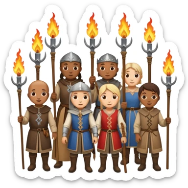 les villageois qui certains ont des fourches + torches (pas des fourches enflammer!) sapé en moyen age sticker