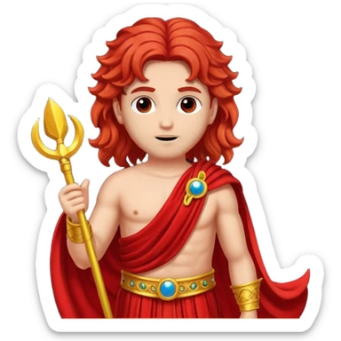 Mars from Roman Deities with long red wavy hair, red sequin toga sticker