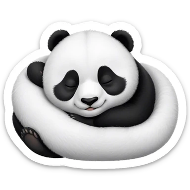 Meme-Worthy Cute Sleeping Baby Panda Portrait Emoji, Head resting peacefully with a contented smile, showcasing a tiny, irresistibly fluffy build and a luxuriously soft black and white Fur, eyes shut in a serene, restful nap, Simplified yet hilariously adorable features, highly detailed, glowing with a soft, drowsy light, high shine, relaxed and utterly lovable, stylized with an air of playful laziness, bright and heartwarming, soft glowing outline, capturing the essence of a comically sleepy baby panda, so meme-worthy it feels like it could instantly become the next viral sensation of adorable slumber! sticker