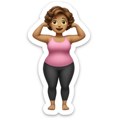 Pretty voluptuous Woman with short brown hair doing Pilates exercises  sticker