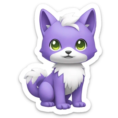 Cute cool purple white lime animal hybrid Fakemon full body sticker