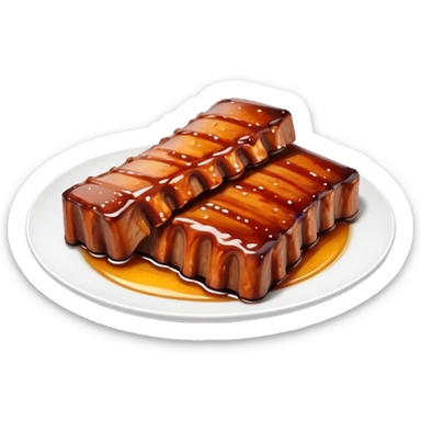 Honey Glazed BBQ Ribs Cinematic Realistic Honey Glazed BBQ Ribs Dish Emoji, depicted as a small portion of tender, honey-glazed ribs with a sticky, smoky finish, rendered with rich textures and warm, dynamic lighting. sticker