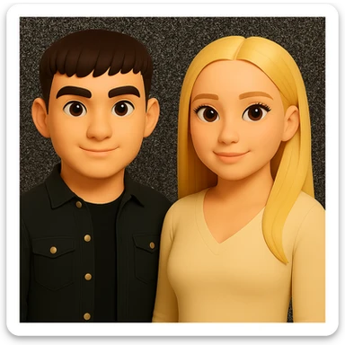 Keep the image unchanged except slightly spread the people apart from each other. Preserve the original style and background as is. sticker