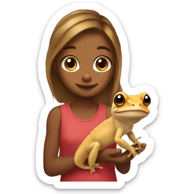 girl holding crested gecko sticker