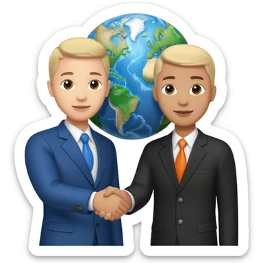 Shake hands and a globe showing negotiation of climate change with accurate image showing environment not just 2 person in a pic sticker