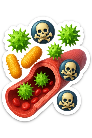 EMOJI STILE IPHONE 3D DI tossine e batteri che entrano in una vena umana E FALLO MOLTO REALISTICO IN 3D sticker