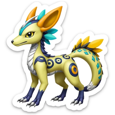 Colorful Meloetta-Wargreymon-Sergal-Pokémon-Digimon-Fakémon-fusion-hybrid-creature sticker