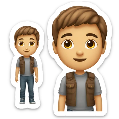 un niño con pelo liso, corto y rubio con ojos marrones sticker