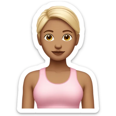 Dark blonde yoga girl light pink clothes n sticker
