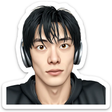stylish boy with headphones sticker
