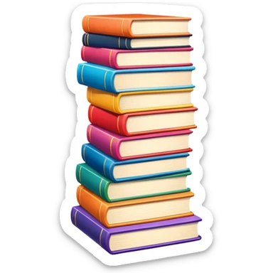 tall stack of colorful manga books sticker