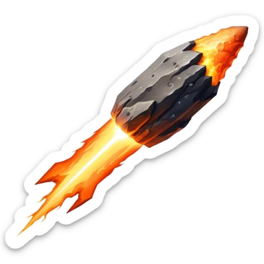  Cinematic Realistic Meteor – A fiery, blazing rock streaking through space, leaving behind a bright, dynamic trail of superheated plasma. Its rocky surface glows intensely as it hurtles toward an unknown destination. sticker