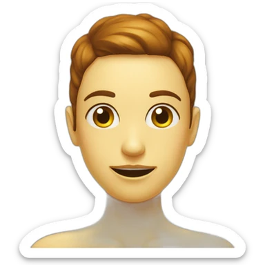 un visage emoji jaune basique rongeant ses ongles de stress avec du marron sur la tête  sticker