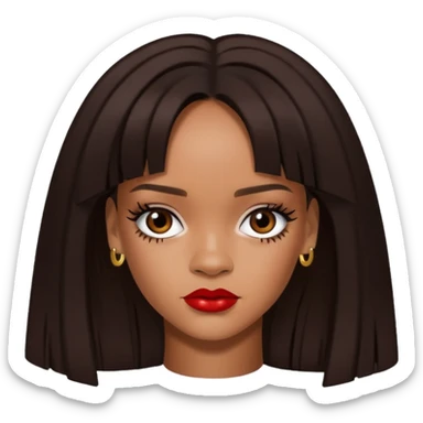 Rihanna with dark brown hair sticker