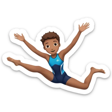 A young person leaps boldly into a sparkling pool named “Confidence,” arms wide, surrounded by skilled divers mid-air. Though less experienced, their fearless energy shines, symbolizing the courage to grow alongside greatness. sticker